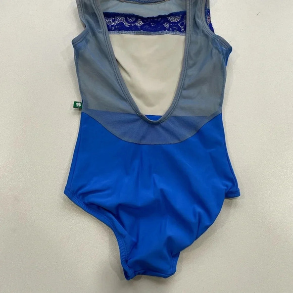 LuckyLeo Womens Eclipse Mesh and Lace Leotard Blue XXS - Picture 5 of 6